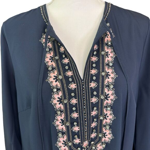 Chico’s Navy Embellished Midi Dress Size 2 12/14 - Picture 6 of 10